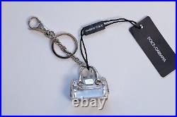 Dolce & Gabbana Silver Engraved Logo Handbag Key Chain / Bag Charm