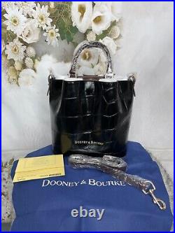 Dooney Bourke City Crocodile Small Barlow Bag Black Free Keychain NWTS $348 Sale