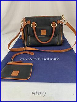 Dooney and Bourke Classic Black Pebble Leather Satchel Adjustable Strap Plus
