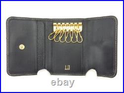 Dunhill Key Case logo plate Black Gold Men's Auth L2839