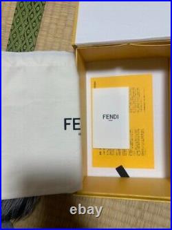FENDI Bag Charm Black Key Chain Keyring Strap Fluffy Women's Men's Authentic