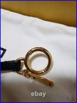 FENDI Bag charm Fur Pom Pom key ring key chain black beige accessory #4493D