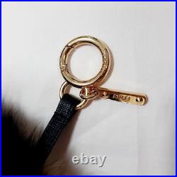 FENDI Bag charm Key Chain keyring pompom Fur Key Holder black beige box #4488D