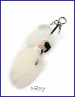 FENDI Karito bag charm mink fur leather white black