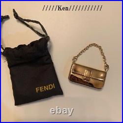 FENDI Key ring Key holder chain Bag charm AUTH Logo Gold bag Kawaii Gift F/S
