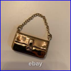 FENDI Key ring Key holder chain Bag charm AUTH Logo Gold bag Kawaii Gift F/S