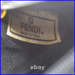 FENDI Logo Pequin Wallet Coin Case Key Chain PVC Leather Khaki Italy 09JF868
