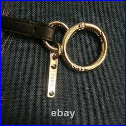 FENDI Monster Bag Fur Charm Leather Key Chain Ring Brown Black Women's #148D