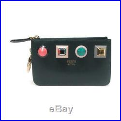 FENDI Rainbow Chain Key Case Black Calf Leather 8AP151