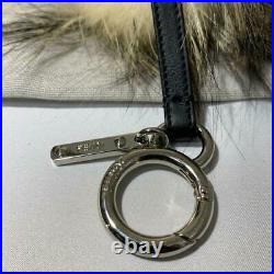 FENDI monster bag charm Mixed Fur and Leather Key Chain Two-color Stone Eyes