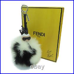 Fendi Charm Key Chain Fur Black White