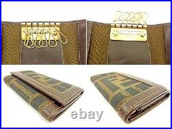 Fendi Key holder Key case Zucca Black Beige Woman unisex Authentic Used Y6794