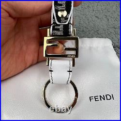 Fendi Keychain 4.5 Key Charm Black White FF Print Holder Ring Unisex Italy