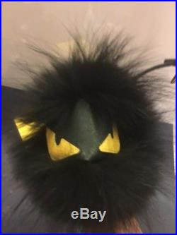 Fendi Monster Key Chain Black Fox Fur Classic Yellow Eyes. Rare! Brand New AUTH
