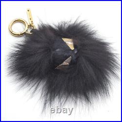 Fendi OJ10433 Bugs Monster Fur Charm Bag Charm Key Chain Black