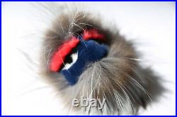 Fendi fur oversized monster bird black blue red grey white keyring fob bag charm