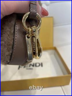 Fendi key chain logo toast bag charm brown black 4.3 inches women's accessory