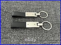 Ferrari Key Chain Fob Black Leather Laser Engraved 100% Genuine LOT of 2