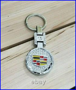 For Cadillac Charm Pendant Key Chain Emblem Fob Ring Jewel Car Emblem Keychain