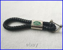 For LAND ROVER Leather Braided Rope Key Chain Strap Fob Ring Car Keychain BLACK