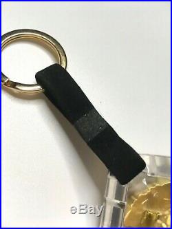 GIANNI VERSACE VINTAGE'90s CRYSTAL TYPE MEDUSA KEY CHAIN GLOSSY LEATHER ITALY
