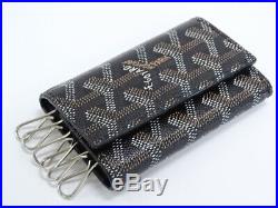 GOYARD Key Holder 6 Rings Herringbone PVC Leather Black France 31160182900 G