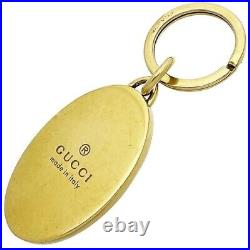 GUCCI Double G Key Holder Key Ring Key Chain Bag Charm AUTH Logo Rare Gold Black