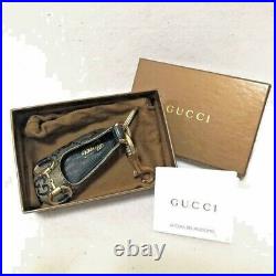 GUCCI GG Shoe Motif Bag Charm Key Ring Keychain Black/Gold /Box