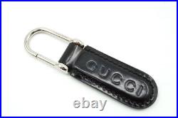 GUCCI Key chain Key ring Logo Unisex Leather Black 3668k