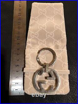 GUCCI Key holder ring chain Bag charm AUTH logo Rare Silver Marmont Black F/S? 39