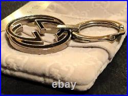 GUCCI Key holder ring chain Bag charm AUTH logo Rare Silver Marmont Black F/S? 39