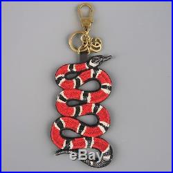 GUCCI Red & Black KingSnake Embroidered Leather Key Chain