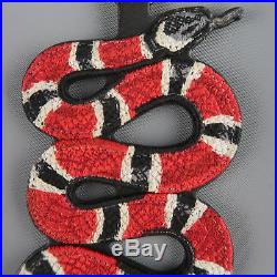 GUCCI Red & Black KingSnake Embroidered Leather Key Chain