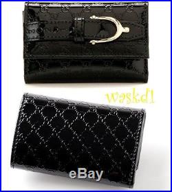 GUCCI black NICE Patent Micro Guccissima leather SPUR Key holder CASE NIB Authen