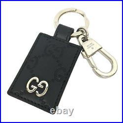GUCCI key chain Gucci Shima leather GG black unisex ladies men's genuine