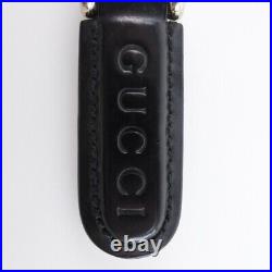 GUCCI key chain leather black logo unisex men's ladies genuine