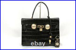Genuine Gianni Versace Bag Sunburst black key chain Kelly type leather embossed