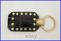 Genuine Gianni Versace Bag Sunburst black key chain Kelly type leather embossed