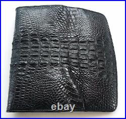 Genuine Real Crocodile Alligator Tail Skin Leather Trifold Clutch Black Wallet