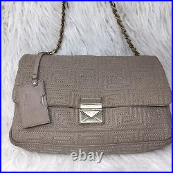 Gianni Versace Couture Beige Quilted Greek Key Chain Strap Shoulder bag READ