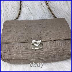 Gianni Versace Couture Beige Quilted Greek Key Chain Strap Shoulder bag READ
