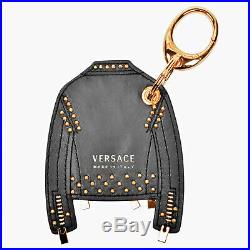 Gianni Versace Leather Black/ Gold Key Chain NEW