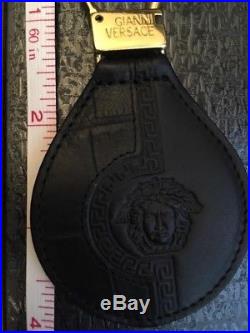 Gianni Versace Leather Keyring Brand New With Box Black and Gold Keychain