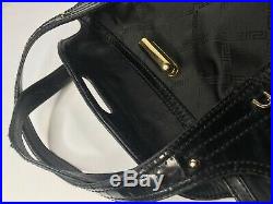 Gianni Versace Vintage Greek Key Nylon Patent Leather Handbag Medusa Chain Italy