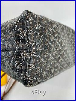 Goyard St. Louis PM Tote Bag Black Canvas WithPochette & Key Chain Wallet B189