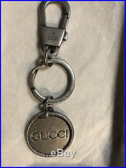 Gucci Accessory KEY CHAIN BRASS PALLADIO BLACK Round Bag Charm Authentic, Italy