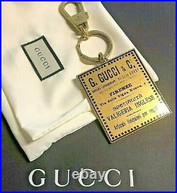 Gucci Accessory Key Chain Brass Palladio Black Letters Square Bag Charm, Italy