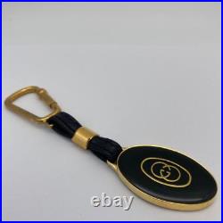 Gucci Black Interlocking G Key Ring Bag Charm Key Chain A0300526 L12cm withBox
