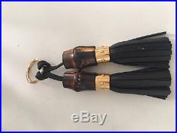 Gucci Black Leather and Bamboo Tassel Keychain