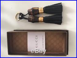 Gucci Black Leather and Bamboo Tassel Keychain